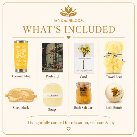 Glow & Bloom – Yellow Spa Gift Box with Towel Bear