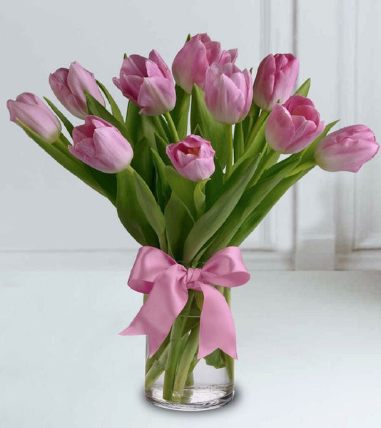 10 pink tulips