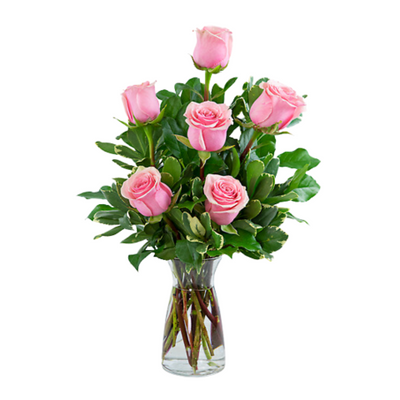 6 Pink Roses