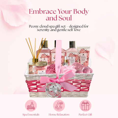 Peony Cloud Premium Pink Spa Gift Basket
