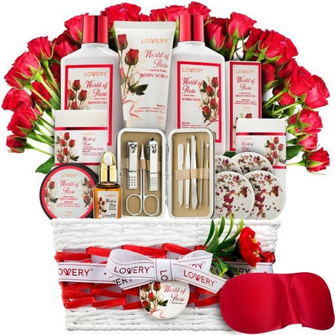 Spa Gift, Bath & Body Spa Kit, Red Rose Birthday Gift, 35pcs