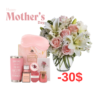 Mother`s Day Pretty in Pink Spa & Bloom Gift Set