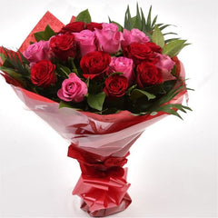 1 doz pink and red roses